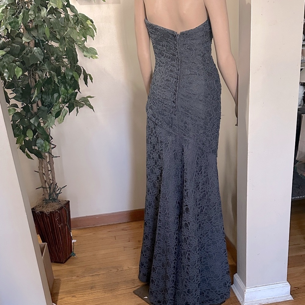 Mori Lee gray Lace Backless  Gown /6